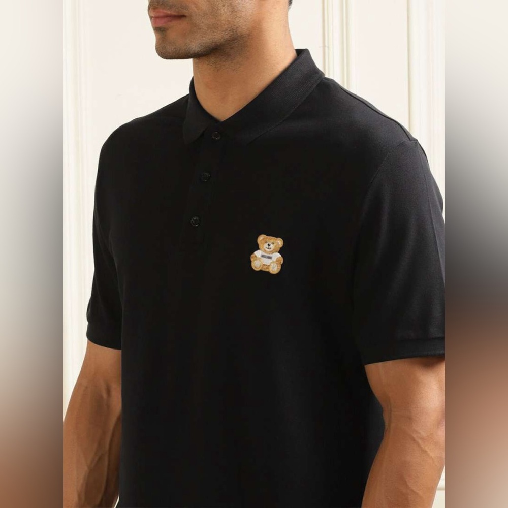 Men's Moschino Teddy bear pique polo shirt black size 36 S/m nwt‎